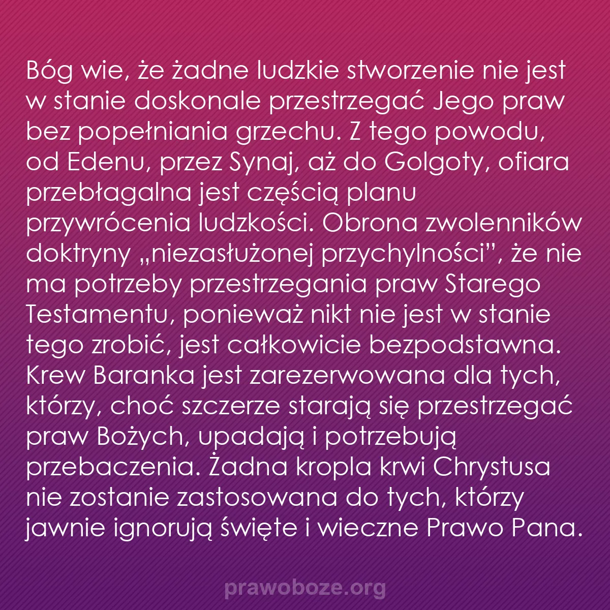 0001 – Grafika o Prawie Bożym: Bóg wie, że żadne ludzkie stworzenie nie jest w stanie...