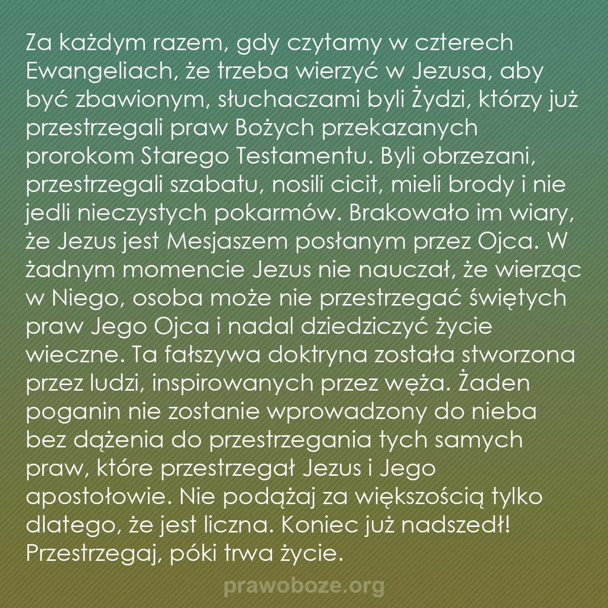 0003 – Grafika o Prawie Bożym: Za każdym razem, gdy czytamy w czterech Ewangeliach,...