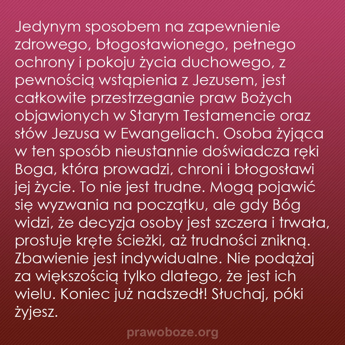 0019 – Grafika o Prawie Bożym: Jedynym sposobem na zapewnienie zdrowego, błogosławionego,...