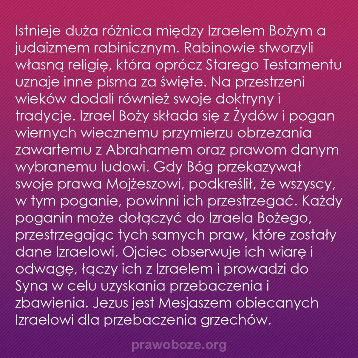 0021 – Grafika o Prawie Bożym: Istnieje duża różnica między Izraelem Bożym a judaizmem...