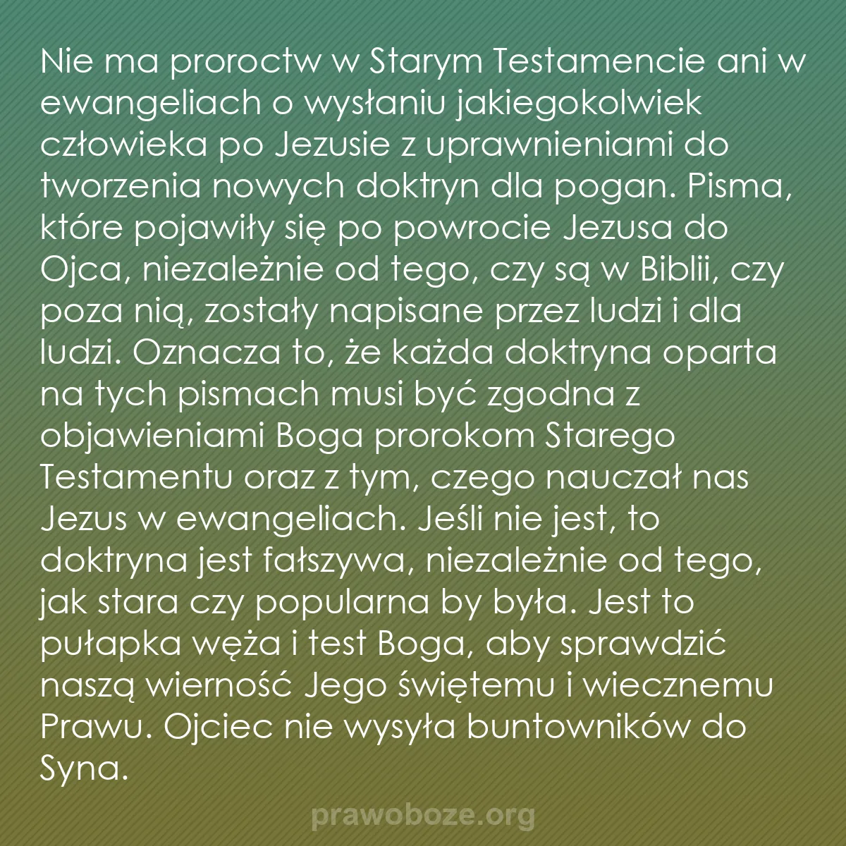 0023 – Grafika o Prawie Bożym: Nie ma proroctw w Starym Testamencie ani w ewangeliach...