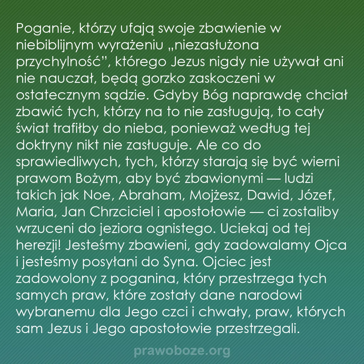0030 – Grafika o Prawie Bożym: Poganie, którzy ufają swoje zbawienie w niebiblijnym...