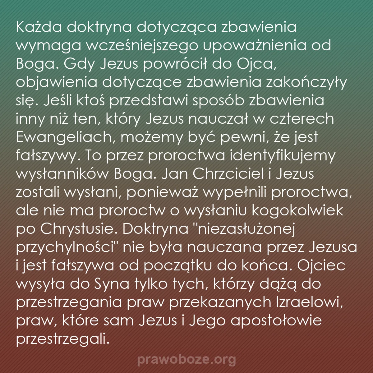 0033 – Grafika o Prawie Bożym: Każda doktryna dotycząca zbawienia wymaga wcześniejszego...