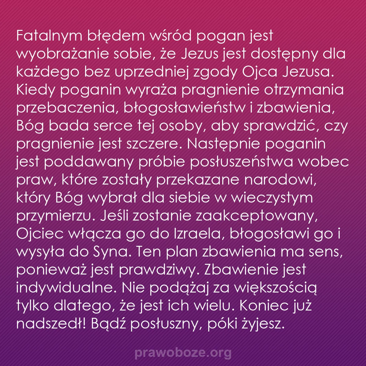0041 – Grafika o Prawie Bożym: Fatalnym błędem wśród pogan jest wyobrażanie sobie,...