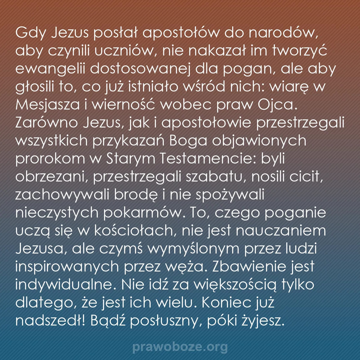 0052 – Grafika o Prawie Bożym: Gdy Jezus posłał apostołów do narodów, aby czynili...