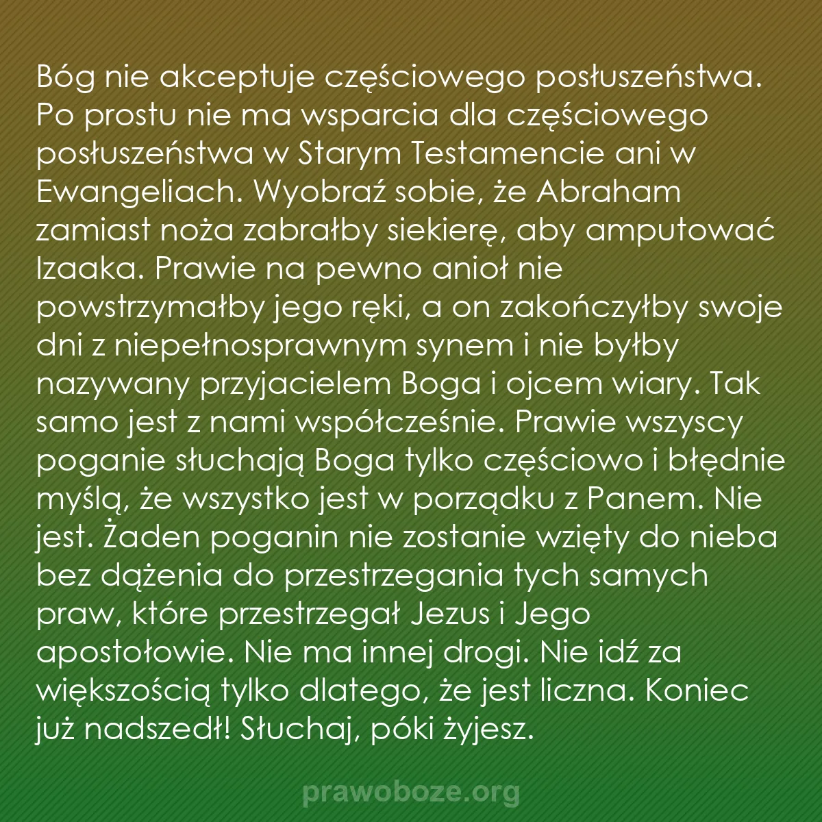 0056 – Grafika o Prawie Bożym: Bóg nie akceptuje częściowego posłuszeństwa. Po prostu...
