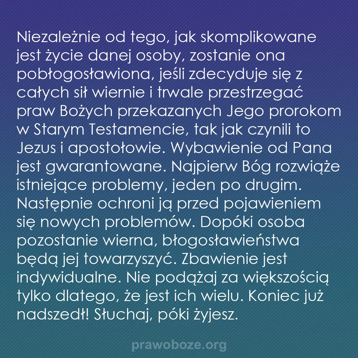 0057 – Grafika o Prawie Bożym: Niezależnie od tego, jak skomplikowane jest życie...