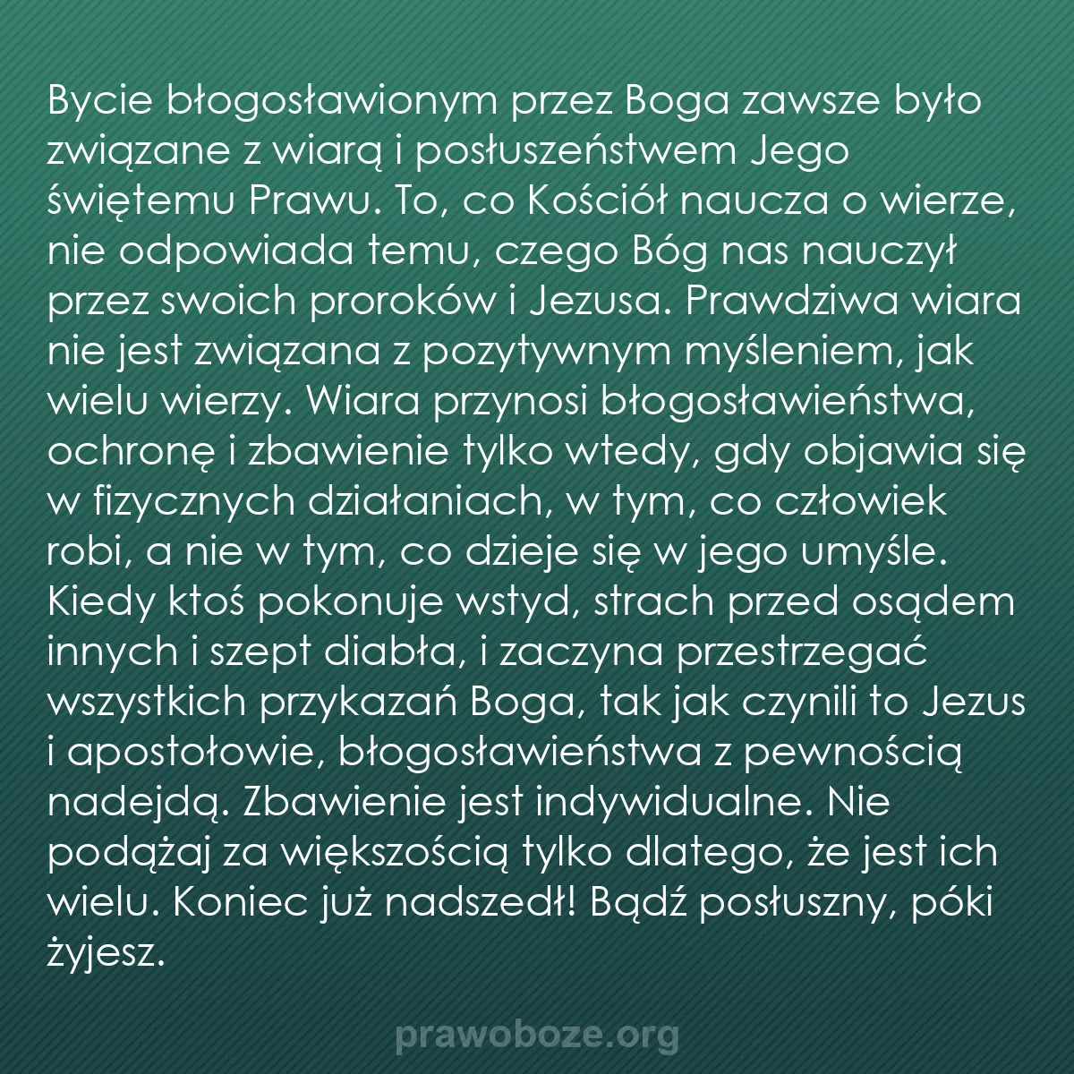 0060 – Grafika o Prawie Bożym: Bycie błogosławionym przez Boga zawsze było związane...