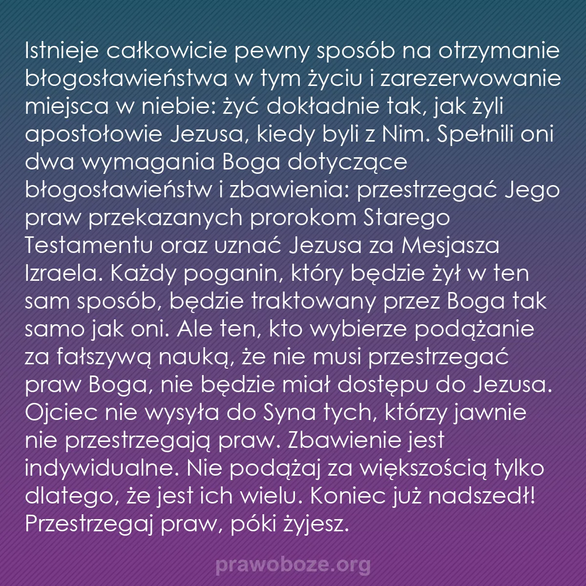 0074 – Grafika o Prawie Bożym: Istnieje całkowicie pewny sposób na otrzymanie błogosławieństwa...
