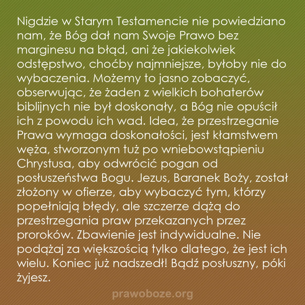 0089 – Grafika o Prawie Bożym: Nigdzie w Starym Testamencie nie powiedziano nam,...