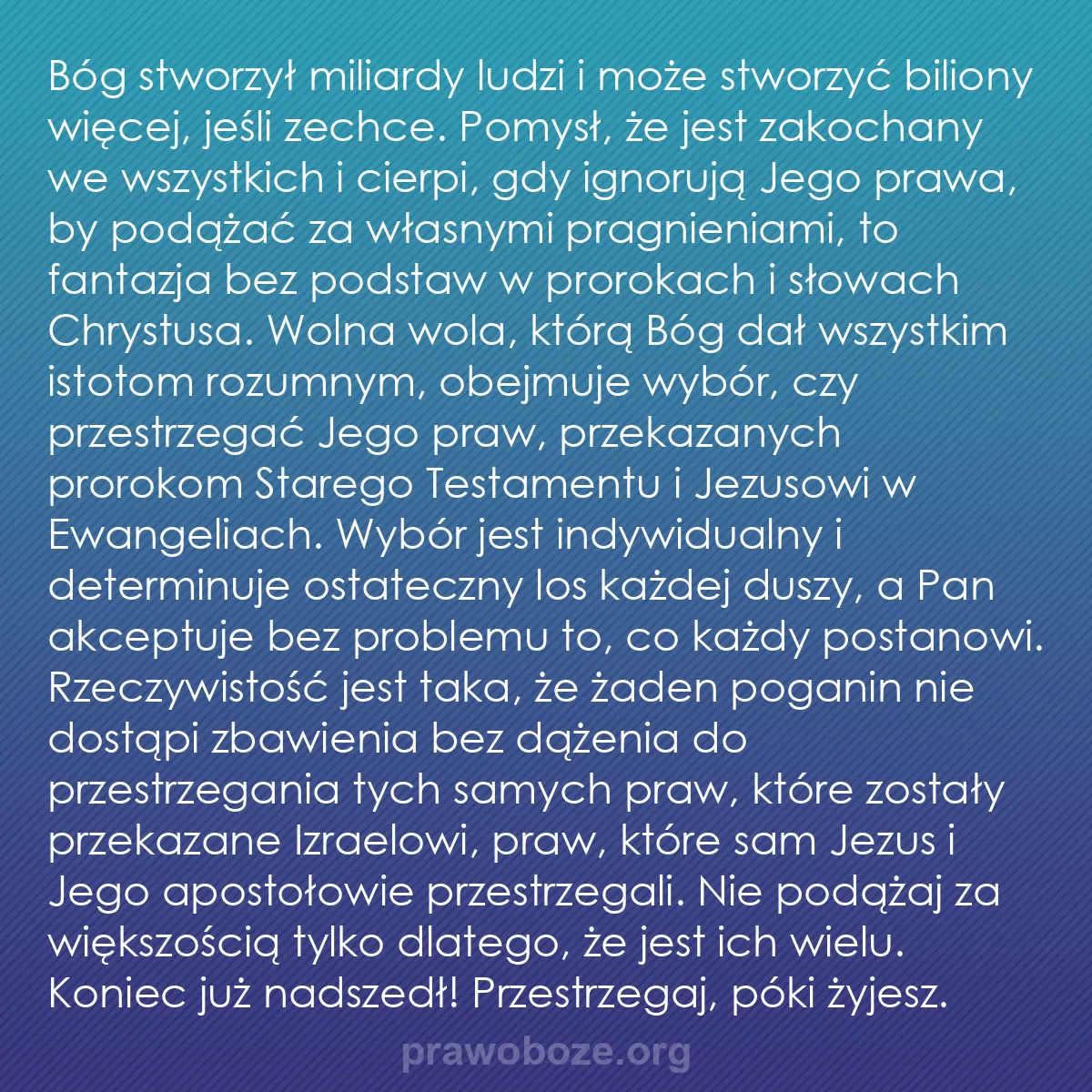0095 – Grafika o Prawie Bożym: Bóg stworzył miliardy ludzi i może stworzyć biliony...