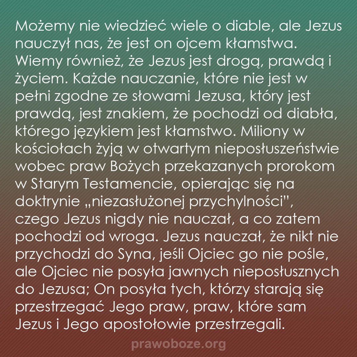 0113 – Grafika o Prawie Bożym: Możemy nie wiedzieć wiele o diable, ale Jezus nauczył...