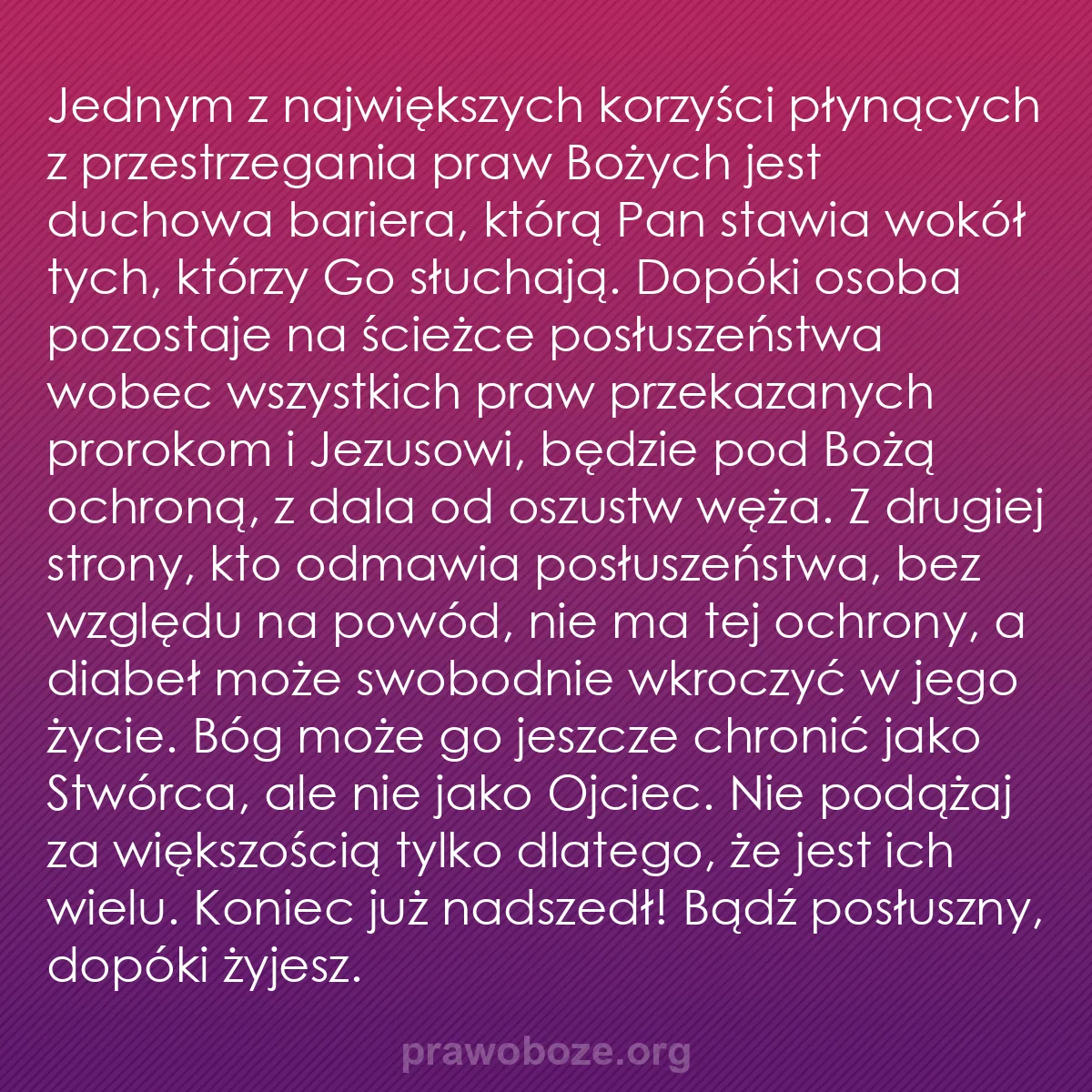 0121 – Grafika o Prawie Bożym: Jednym z największych korzyści płynących z przestrzegania...