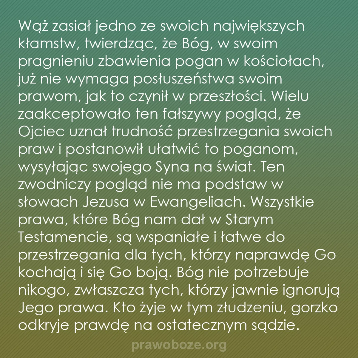 0143 – Grafika o Prawie Bożym: Wąż zasiał jedno ze swoich największych kłamstw, twierdząc,...