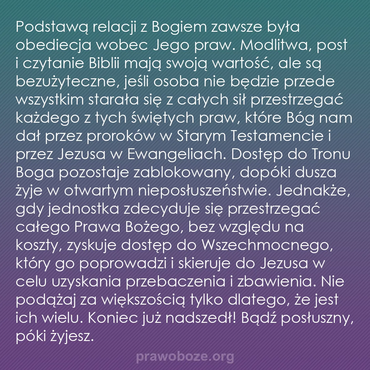 0144 – Grafika o Prawie Bożym: Podstawą relacji z Bogiem zawsze była obediecja wobec...