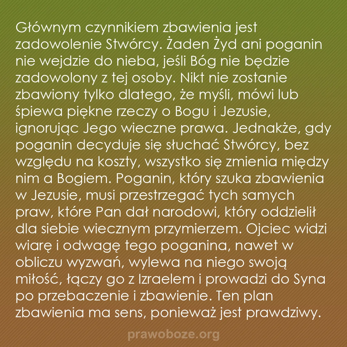 0149 – Grafika o Prawie Bożym: Głównym czynnikiem zbawienia jest zadowolenie Stwórcy....