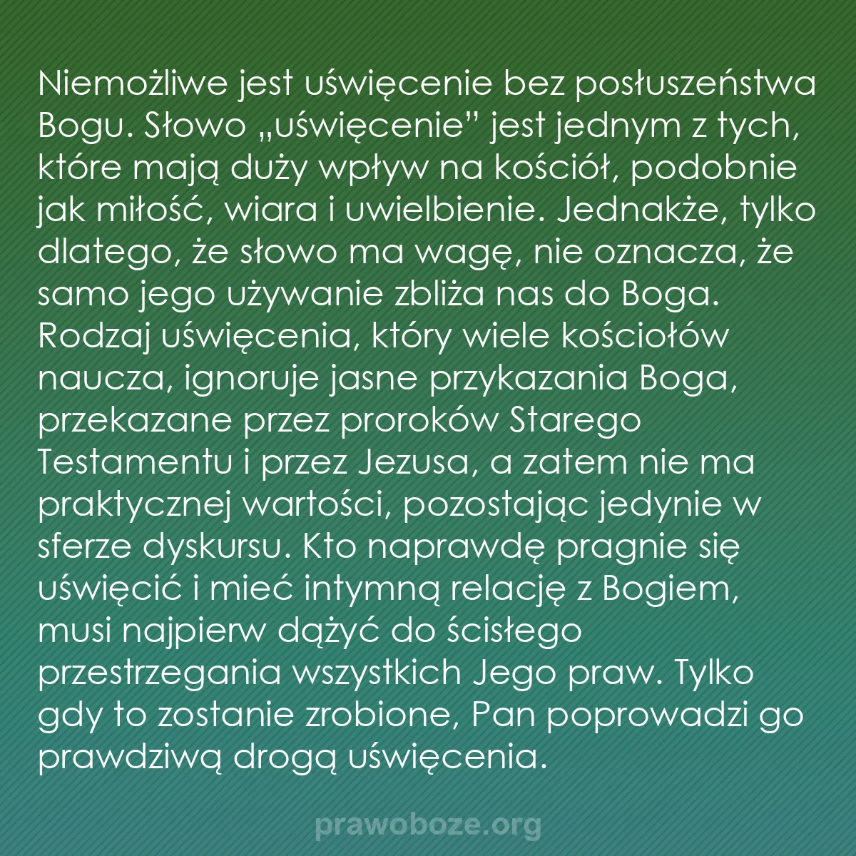 0150 – Grafika o Prawie Bożym: Niemożliwe jest uświęcenie bez posłuszeństwa Bogu....