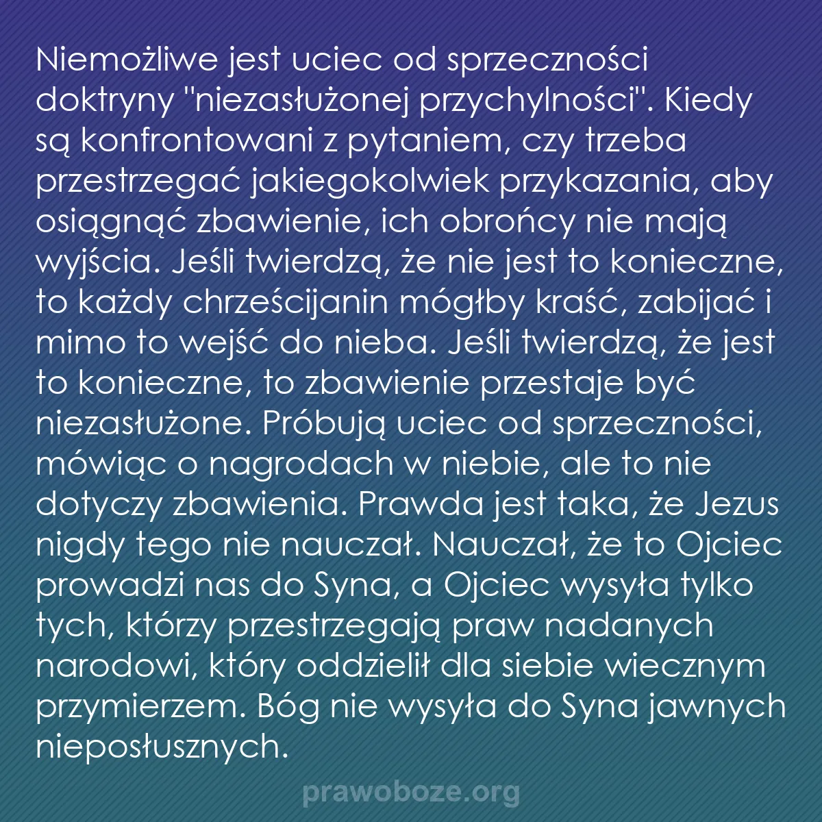 0157 – Grafika o Prawie Bożym: Niemożliwe jest uciec od sprzeczności doktryny "niezasłużonej...