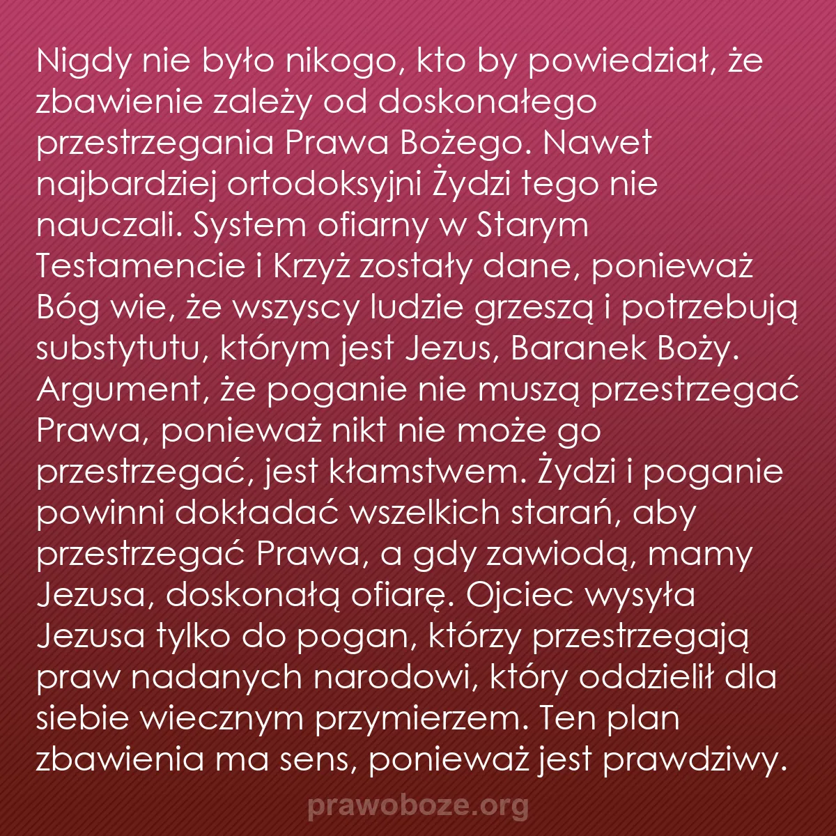 0159 – Grafika o Prawie Bożym: Nigdy nie było nikogo, kto by powiedział, że zbawienie...