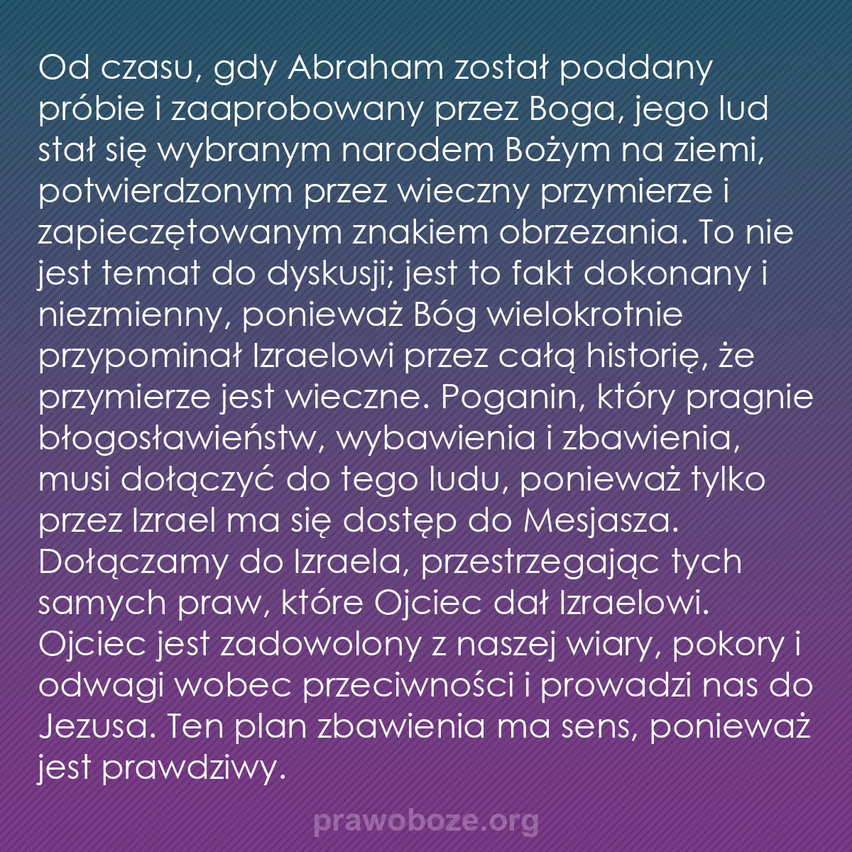 0174 – Grafika o Prawie Bożym: Od czasu, gdy Abraham został poddany próbie i zaaprobowany...