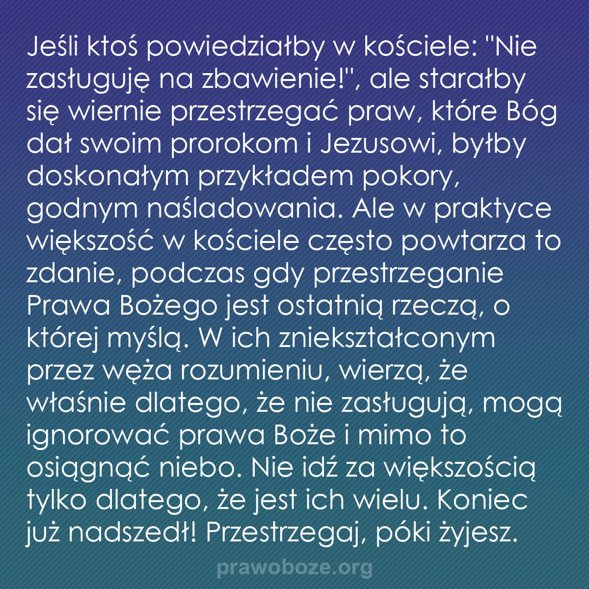 0177 – Grafika o Prawie Bożym: Jeśli ktoś powiedziałby w kościele: "Nie zasługuję...