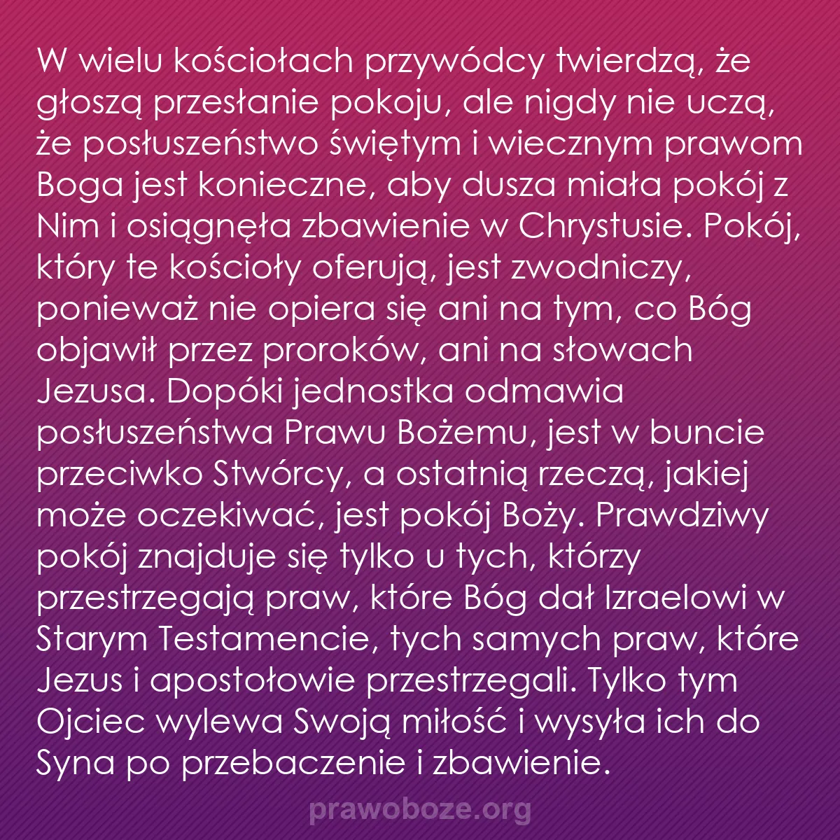 0181 – Grafika o Prawie Bożym: W wielu kościołach przywódcy twierdzą, że głoszą przesłanie...