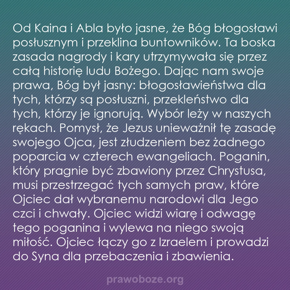 0184 – Grafika o Prawie Bożym: Od Kaina i Abla było jasne, że Bóg błogosławi posłusznym...