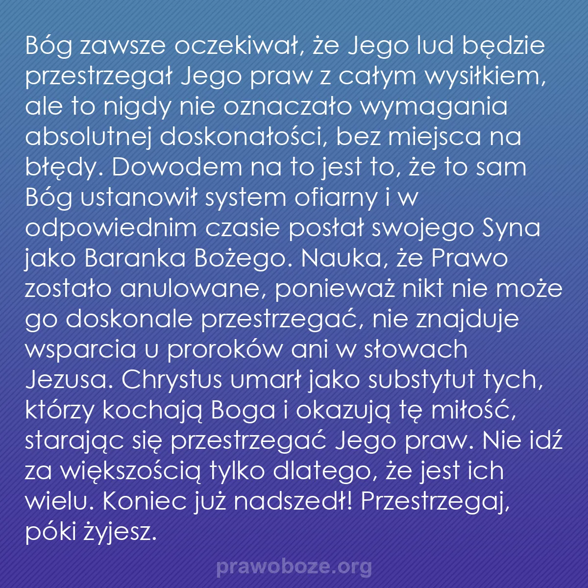 0187 – Grafika o Prawie Bożym: Bóg zawsze oczekiwał, że Jego lud będzie przestrzegał...
