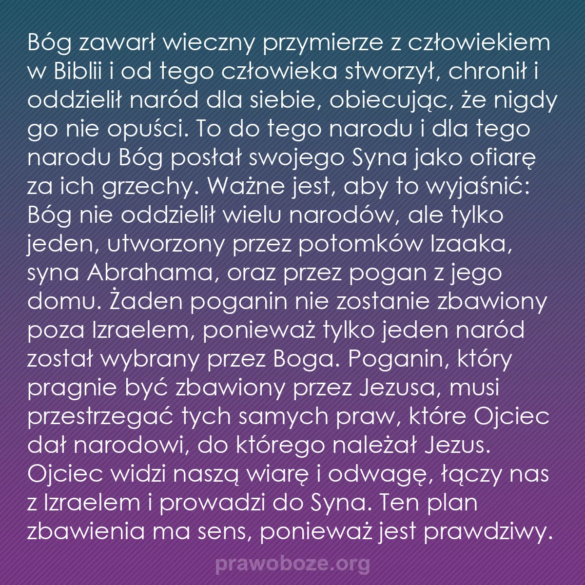 0194 – Grafika o Prawie Bożym: Bóg zawarł wieczny przymierze z człowiekiem w Biblii...