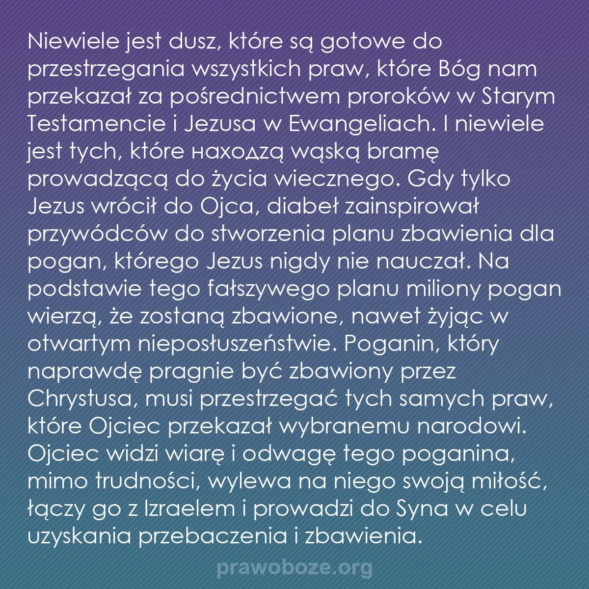 0202 – Grafika o Prawie Bożym: Niewiele jest dusz, które są gotowe do przestrzegania...