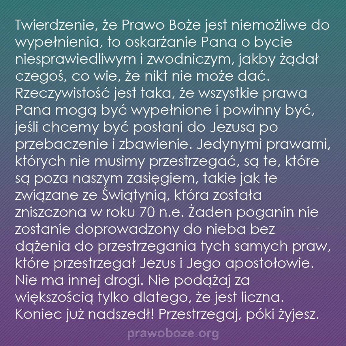 0204 – Grafika o Prawie Bożym: Twierdzenie, że Prawo Boże jest niemożliwe do wypełnienia,...