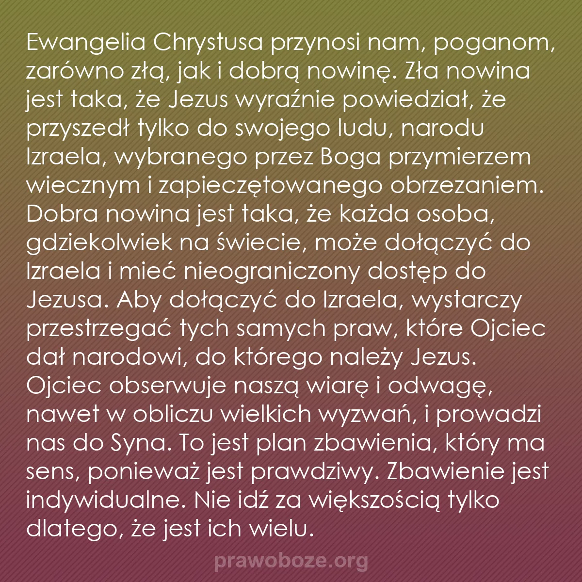 0208 – Grafika o Prawie Bożym: Ewangelia Chrystusa przynosi nam, poganom, zarówno...
