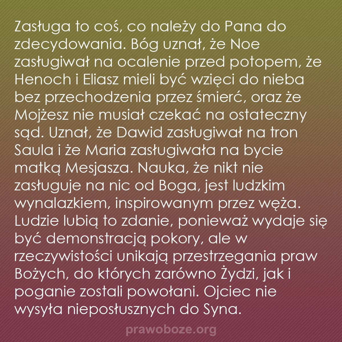 0228 – Grafika o Prawie Bożym: Zasługa to coś, co należy do Pana do zdecydowania....