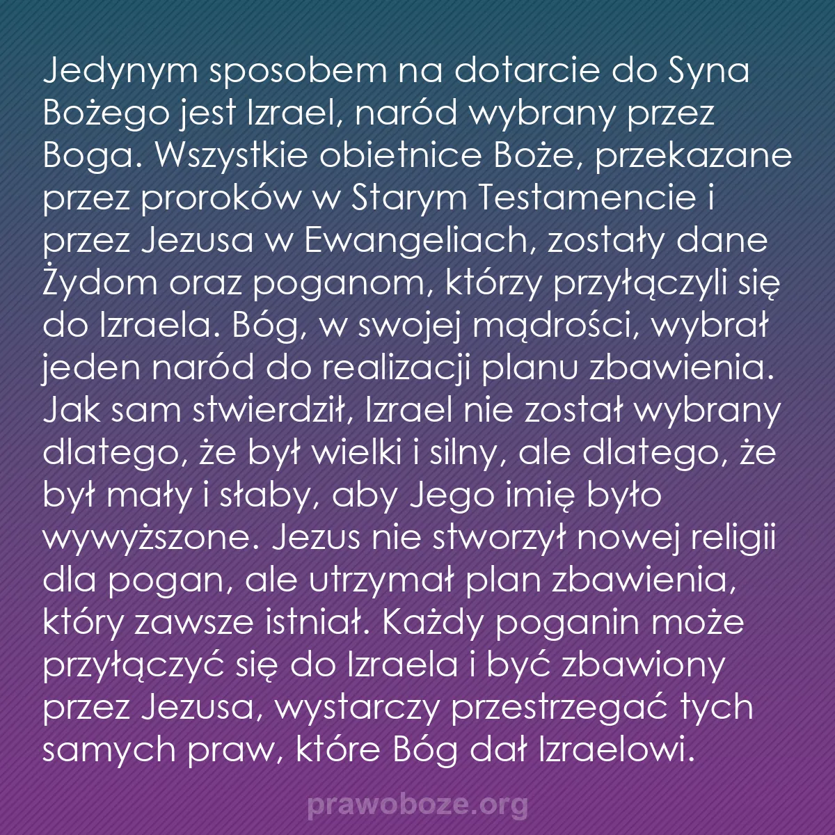 0234 – Grafika o Prawie Bożym: Jedynym sposobem na dotarcie do Syna Bożego jest Izrael,...