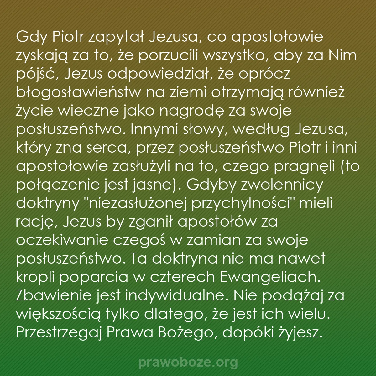 0236 – Grafika o Prawie Bożym: Gdy Piotr zapytał Jezusa, co apostołowie zyskają za...