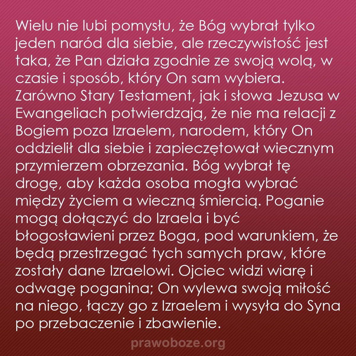 0239 – Grafika o Prawie Bożym: Wielu nie lubi pomysłu, że Bóg wybrał tylko jeden...