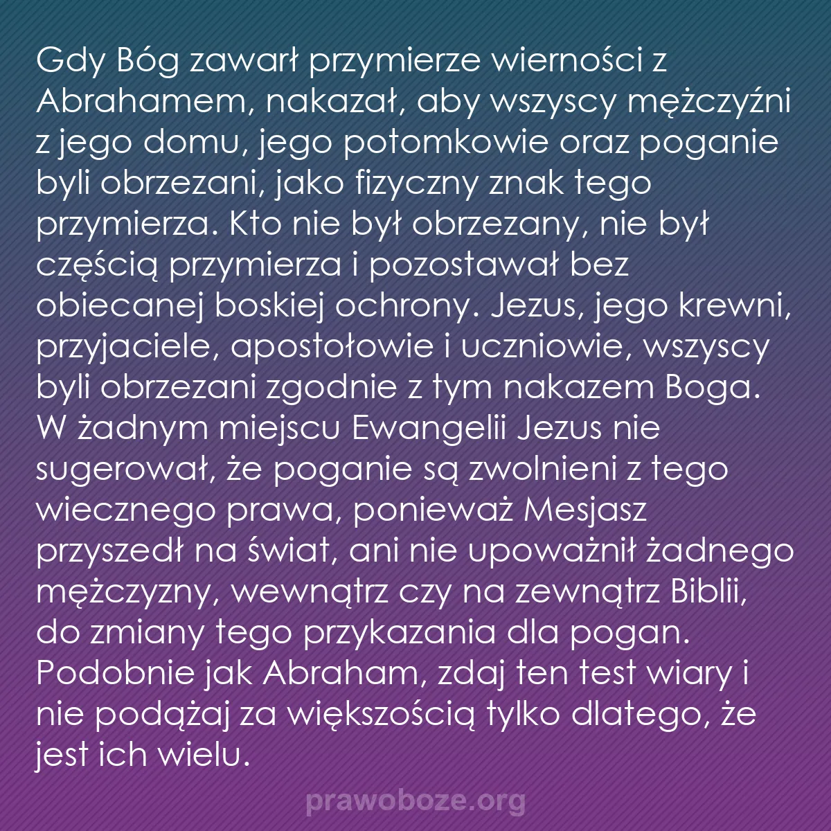 0254 – Grafika o Prawie Bożym: Gdy Bóg zawarł przymierze wierności z Abrahamem, nakazał,...