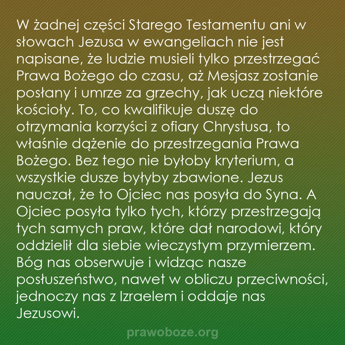 0256 – Grafika o Prawie Bożym: W żadnej części Starego Testamentu ani w słowach Jezusa...