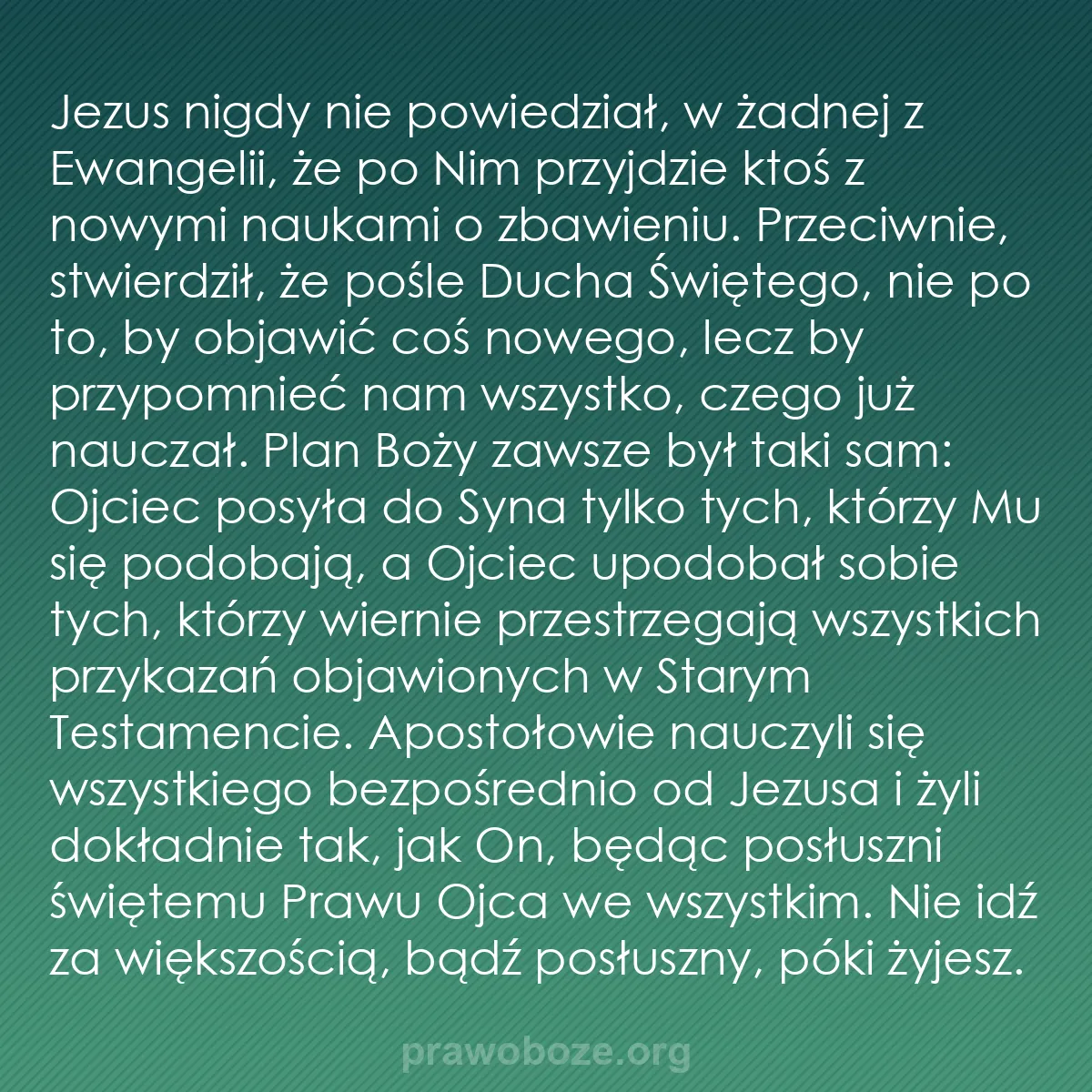 b0005 - Grafika o Prawie Bożym: Jezus nigdy nie powiedział, w żadnej z Ewangelii, że po Nim...