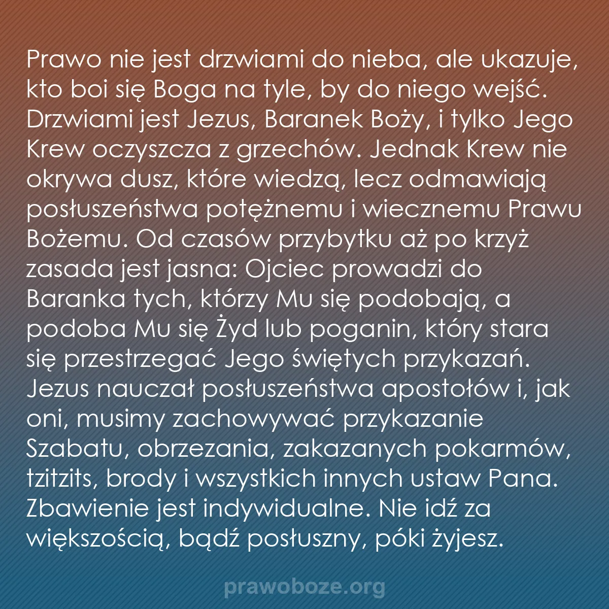 b0012 - Grafika o Prawie Bożym: Prawo nie jest drzwiami do nieba, ale ukazuje, kto boi się Boga...