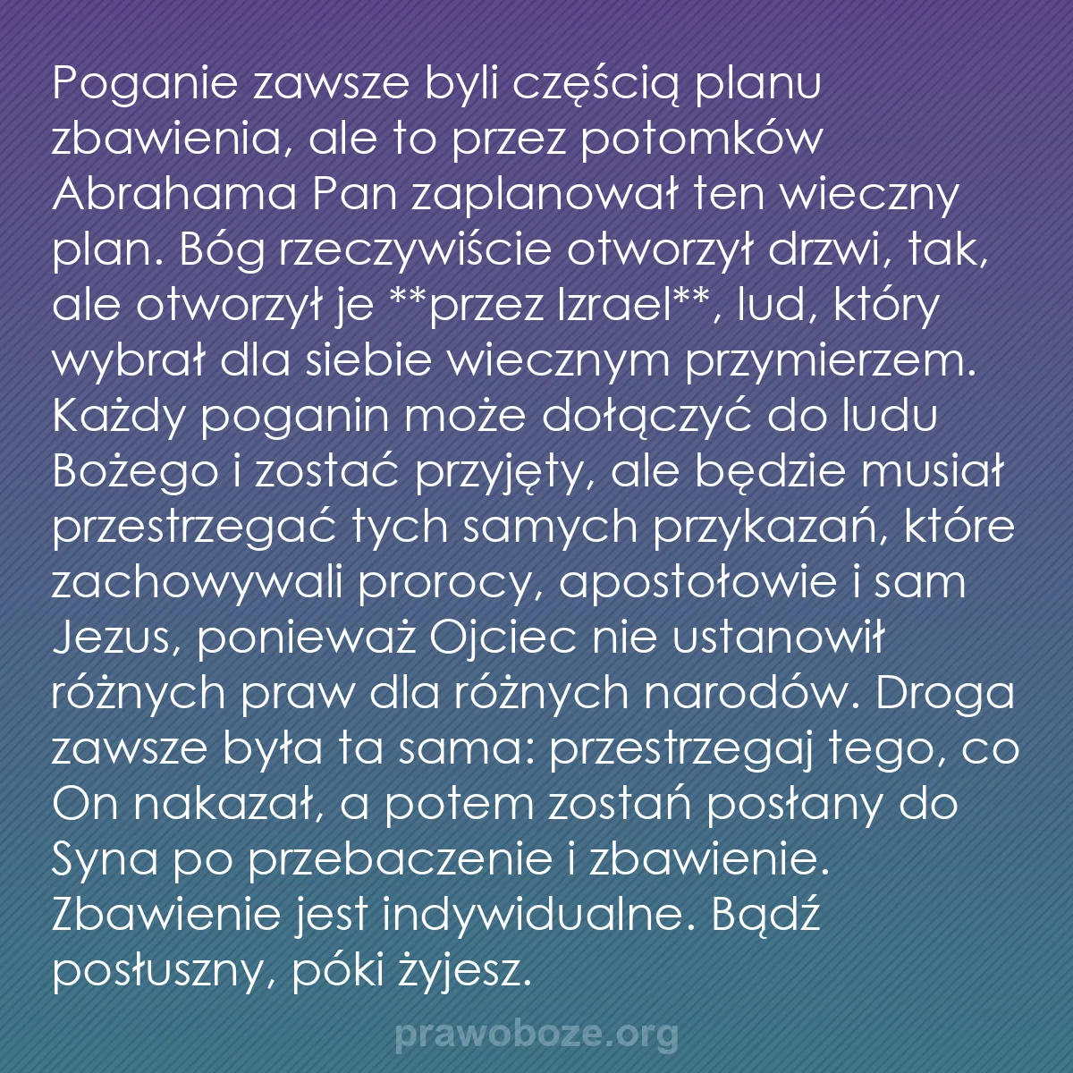 b0022 - Grafika o Prawie Bożym: Poganie zawsze byli częścią planu zbawienia, ale to przez potomków...