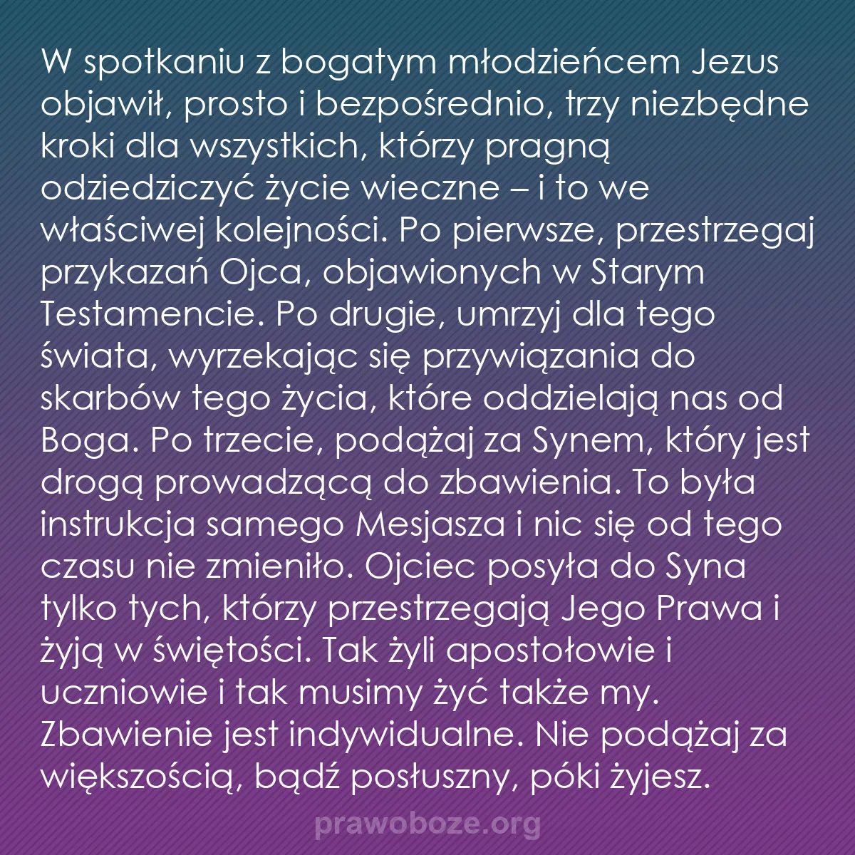 b0034 - Grafika o Prawie Bożym: W spotkaniu z bogatym młodzieńcem Jezus objawił, prosto i bezpośrednio,...