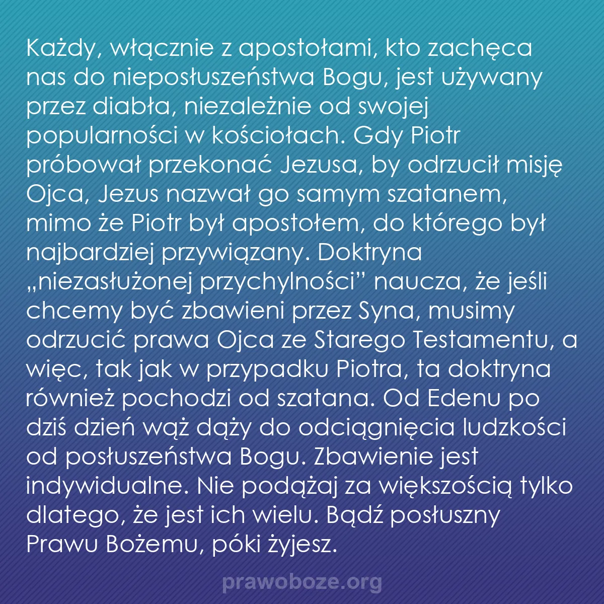 b0035 - Grafika o Prawie Bożym: Każdy, włącznie z apostołami, kto zachęca nas do nieposłuszeństwa...