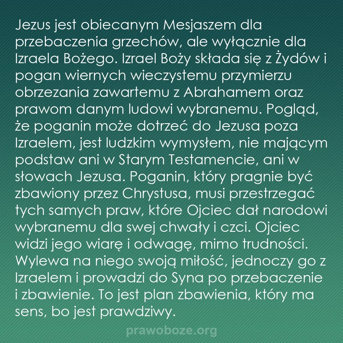 b0045 - Grafika o Prawie Bożym: Jezus jest obiecanym Mesjaszem dla przebaczenia grzechów, ale...