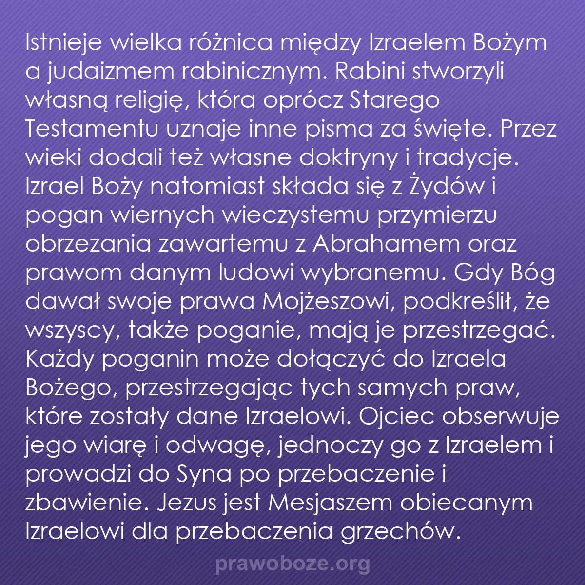 b0058 - Grafika o Prawie Bożym: Istnieje wielka różnica między Izraelem Bożym a judaizmem rabinicznym....