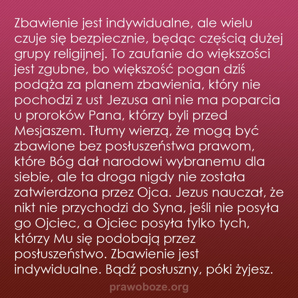 b0059 - Grafika o Prawie Bożym: Zbawienie jest indywidualne, ale wielu czuje się bezpiecznie,...