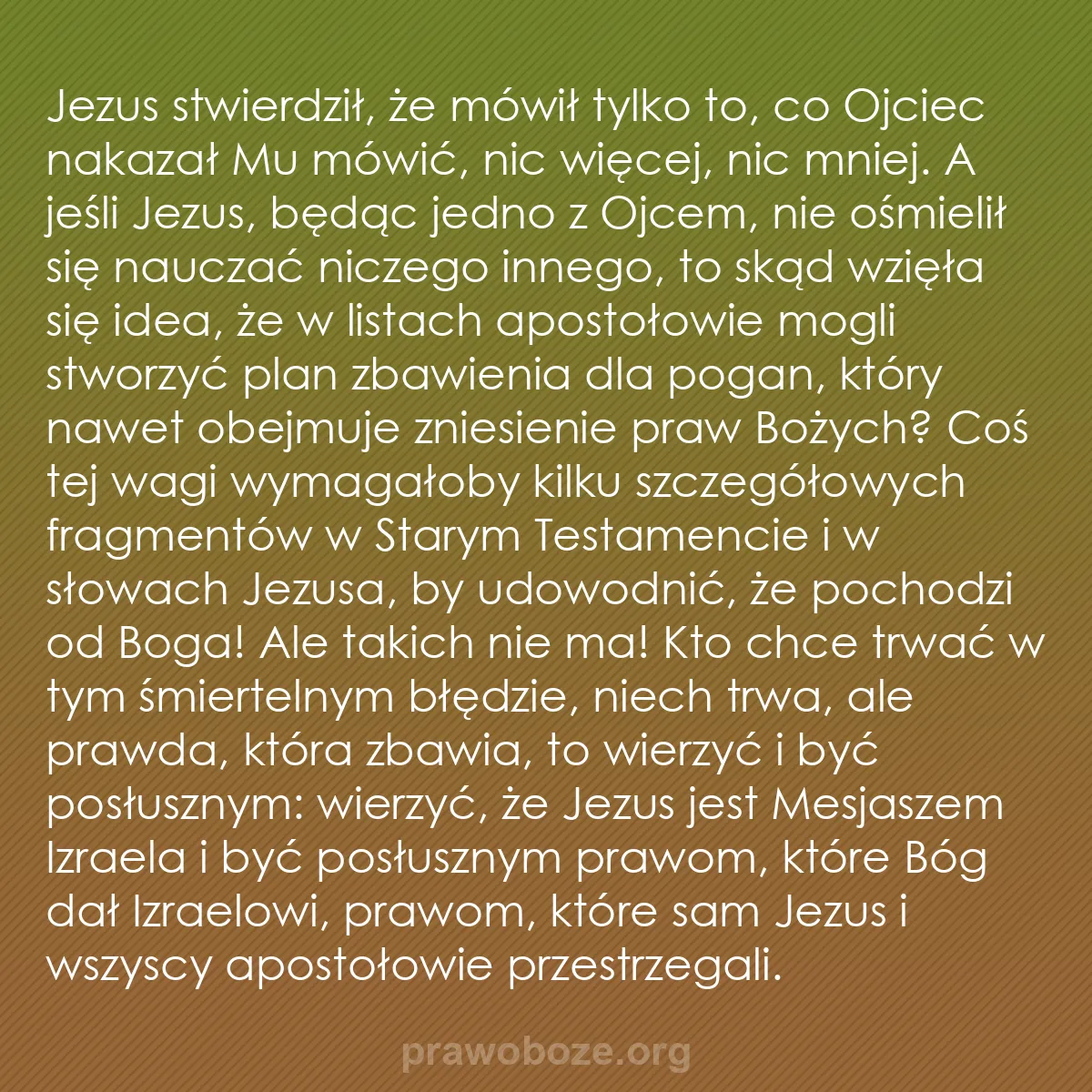 b0069 - Grafika o Prawie Bożym: Jezus stwierdził, że mówił tylko to, co Ojciec nakazał Mu mówić,...