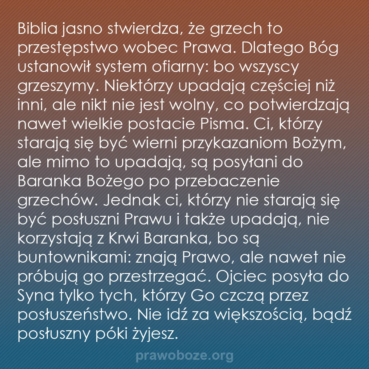 b0072 - Grafika o Prawie Bożym: Biblia jasno stwierdza, że grzech to przestępstwo wobec Prawa....