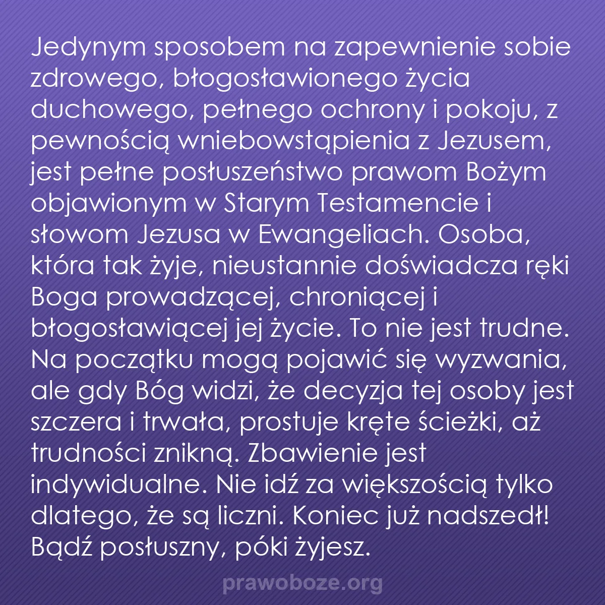 b0098 - Grafika o Prawie Bożym: Jedynym sposobem na zapewnienie sobie zdrowego, błogosławionego...
