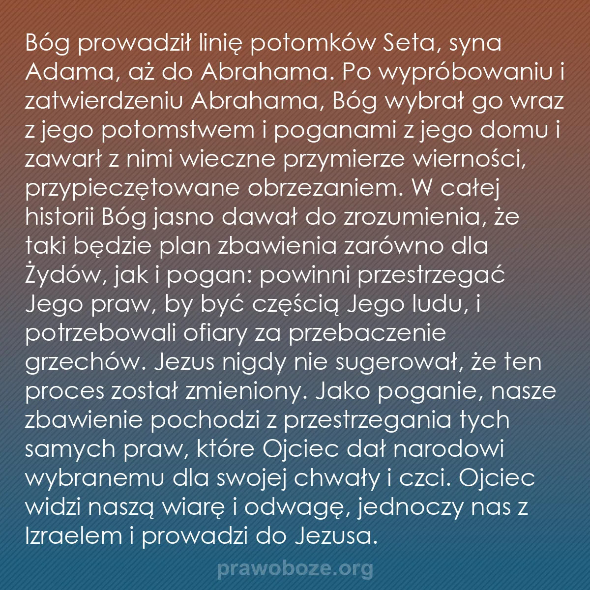 b0112 - Grafika o Prawie Bożym: Bóg prowadził linię potomków Seta, syna Adama, aż do Abrahama....